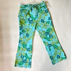 Vintage retro blue & green flared cropped pants